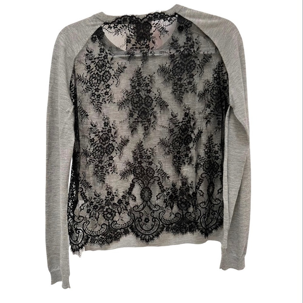 Mason 100% Cashmere Top Women Sheer Black Lace Size Small Office Siren Coquette - Picture 4 of 15